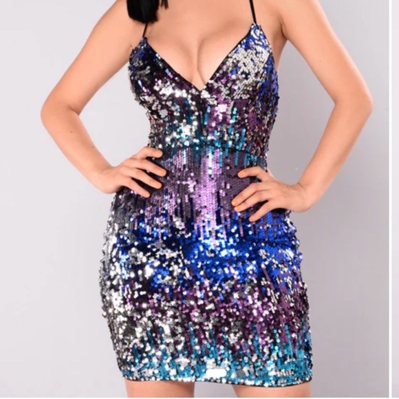 Fashion Nova Dresses & Skirts - Fashion Nova Black and Purple Sequin Dress